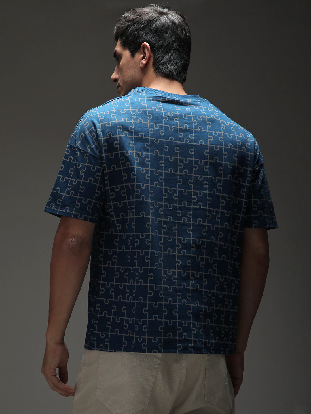 Mens Half Sleeve Drop Shoulder Printed Oversized Fit T-Shirts