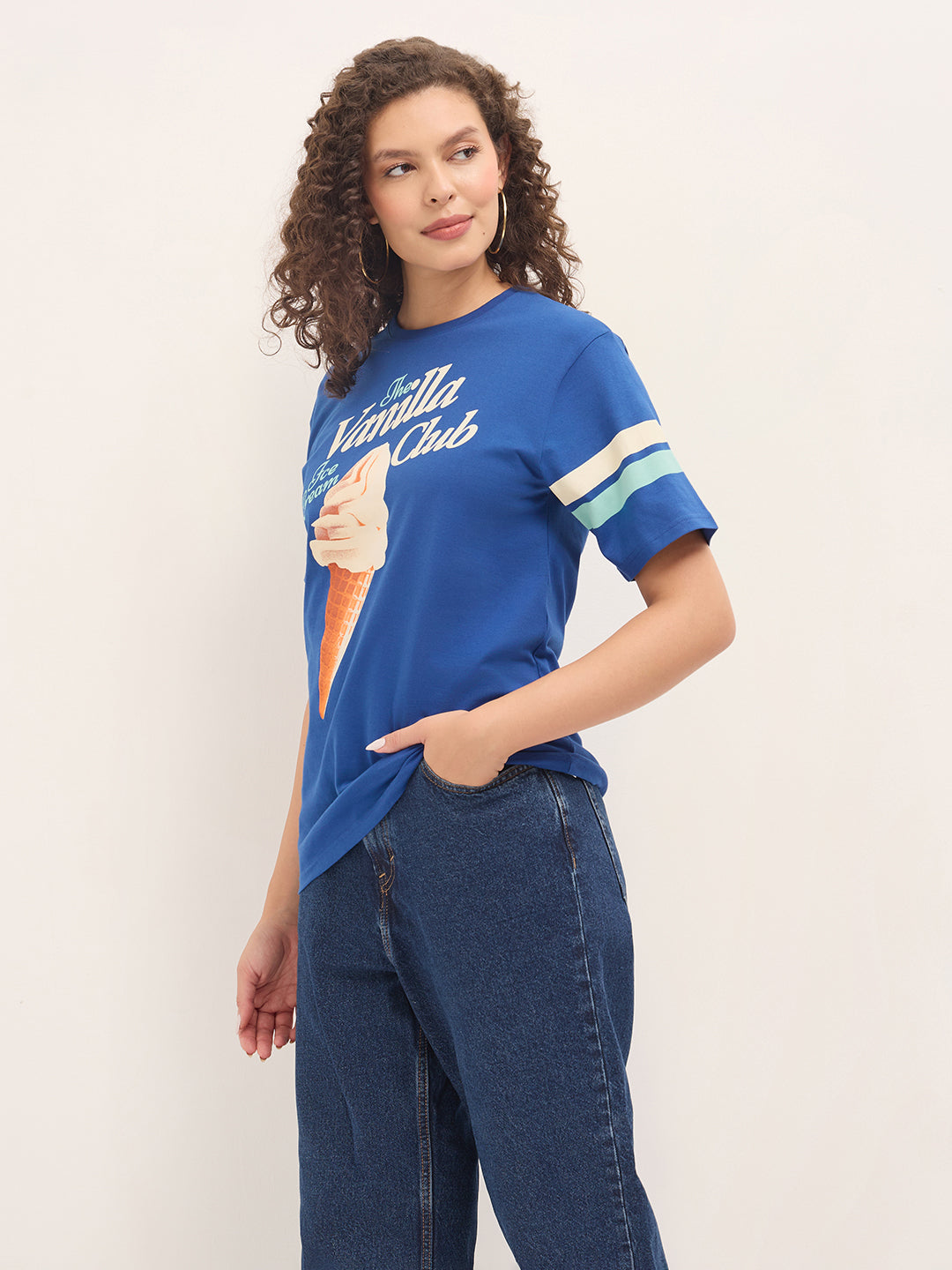 Womens Half Sleeve Round Neck Printed Oversized Fit Tshirts