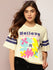 Womens Short Sleeve Puff Printed Oversized Fit Tshirt
