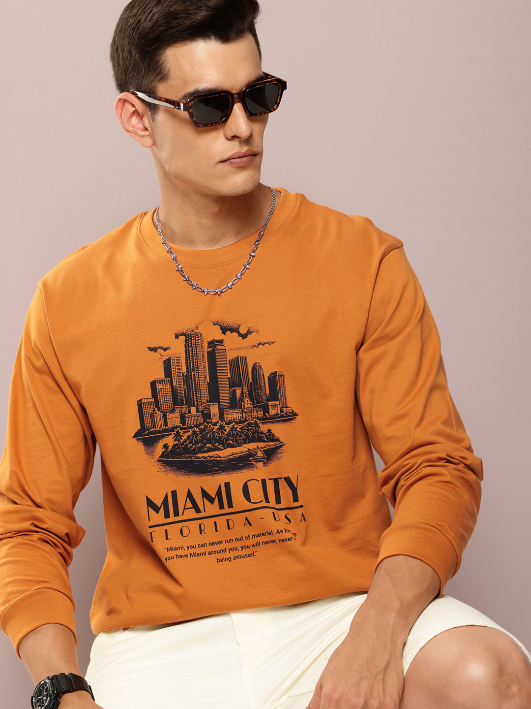 Mens Full Sleeve Round Neck Printed Oversized Fit Tshirts