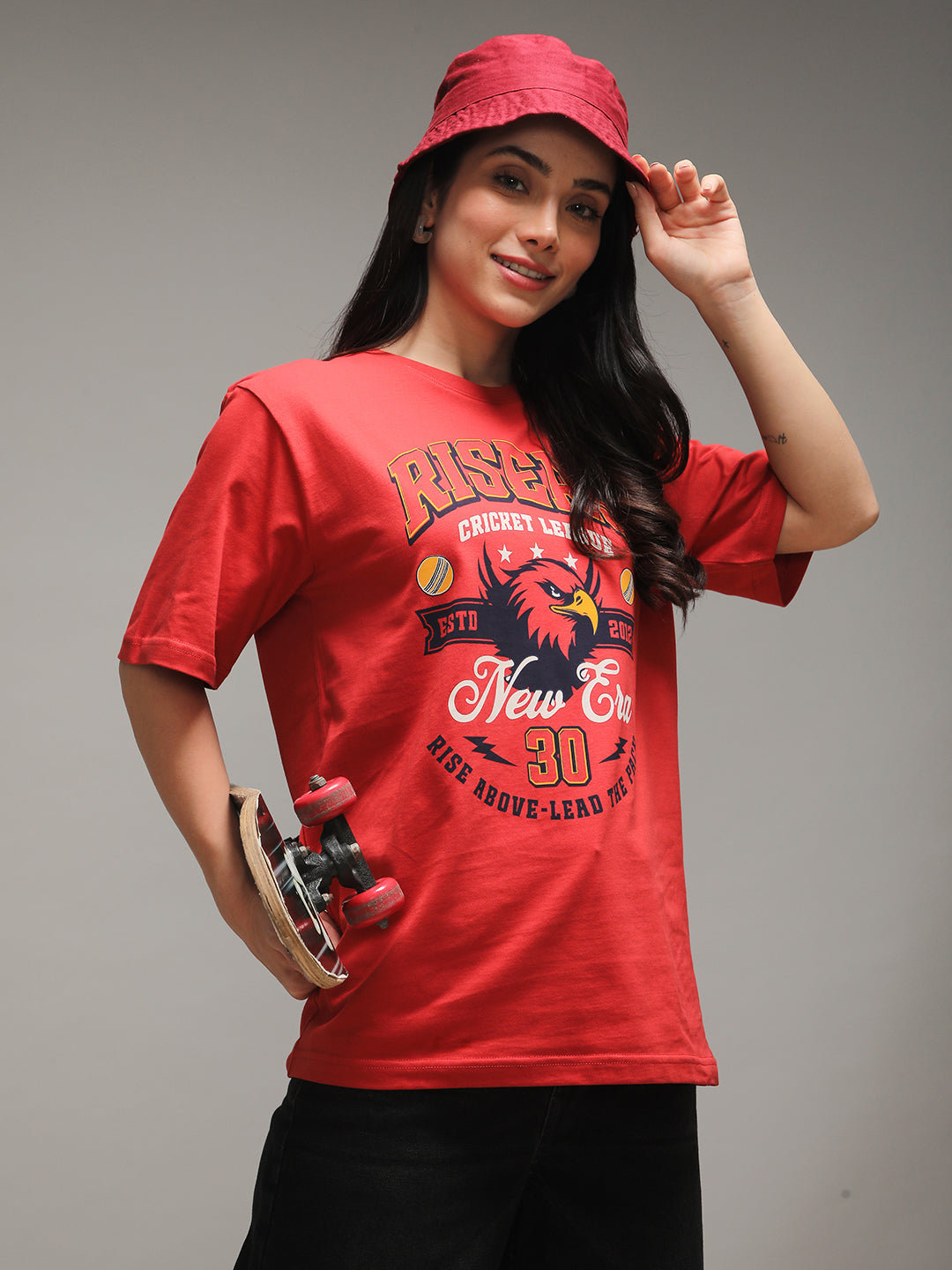 Womens Half Sleeve Round Neck Printed Oversized Fit Tshirts