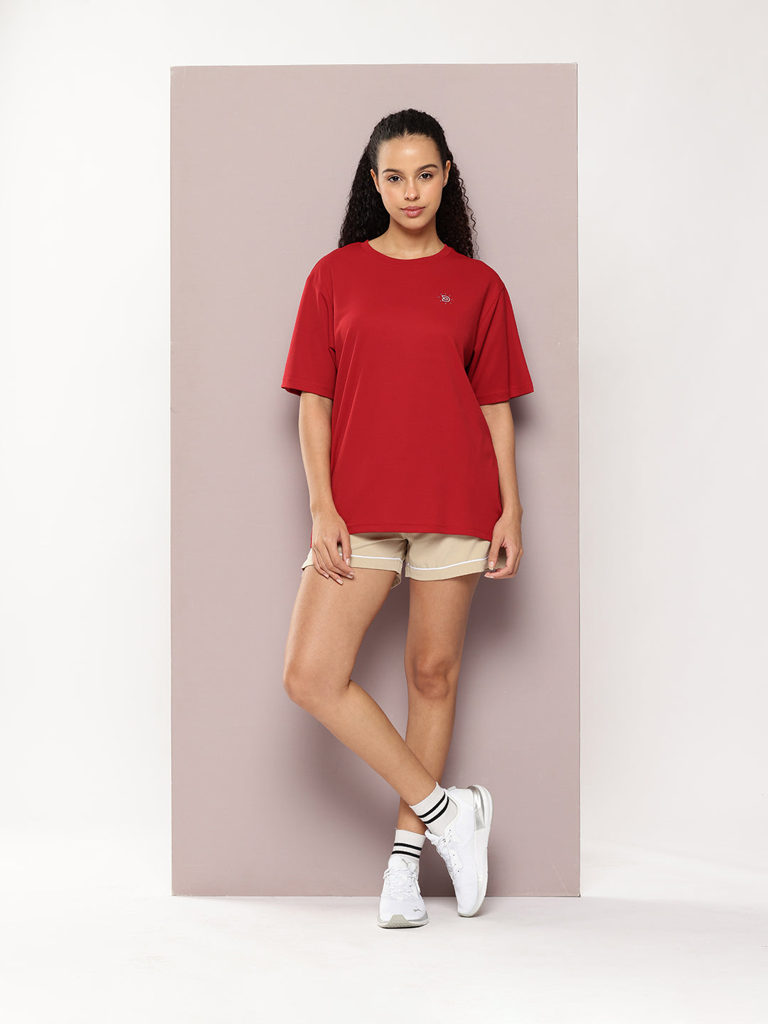 Womens Half Sleeve Round Neck Solid Oversized Fit Tshirts