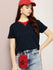 Womens Half Sleeve V-Neck Solid Boxy Fit Tshirts
