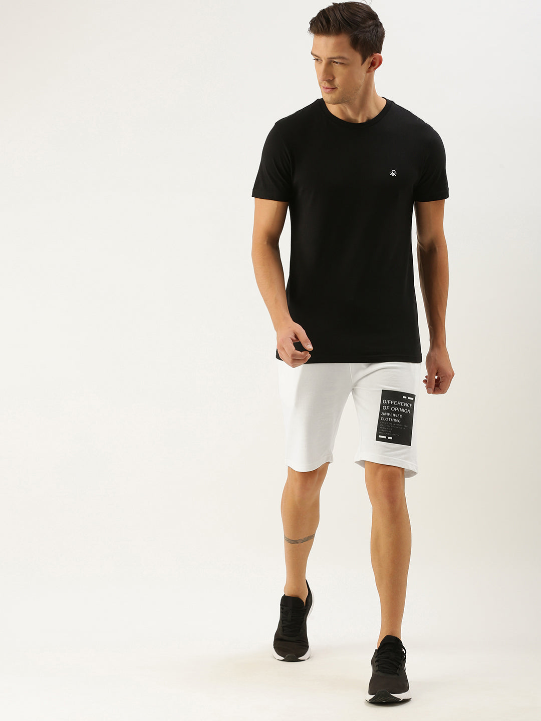 Men White Brand Logo Printed Mid-Rise Regular Shorts