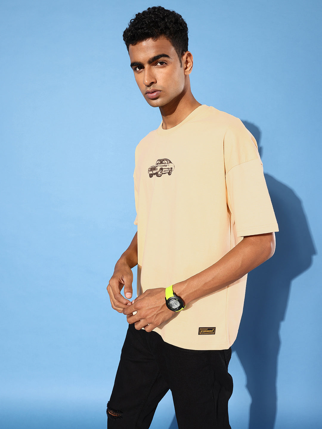 Mens Half Sleeve Drop Shoulder Printed Oversized Fit T-Shirts