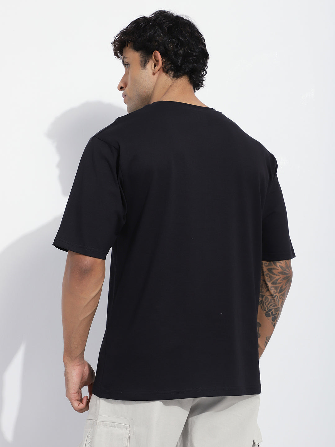 Mens Half Sleeve Round Neck Striped Oversized Fit Tshirts