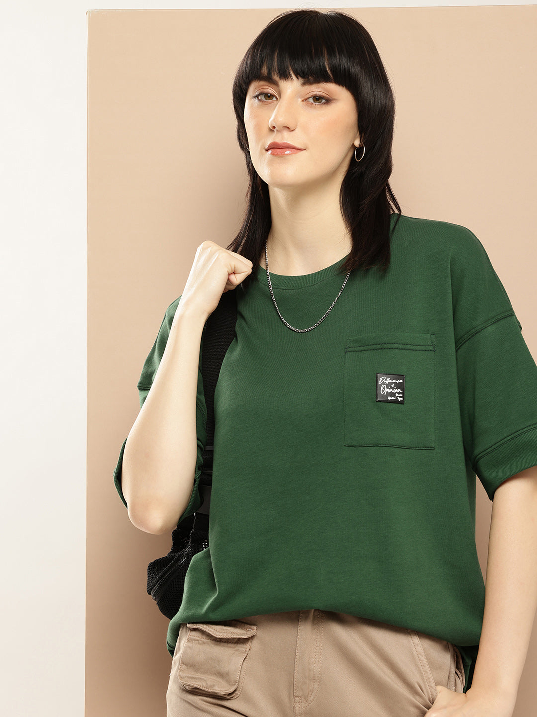 Womens Half Sleeve Round Neck Solid Oversized Fit Tshirts