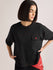 Womens Embroidery Boxy Regular Fit Cut & Sew Cotton Tshirt