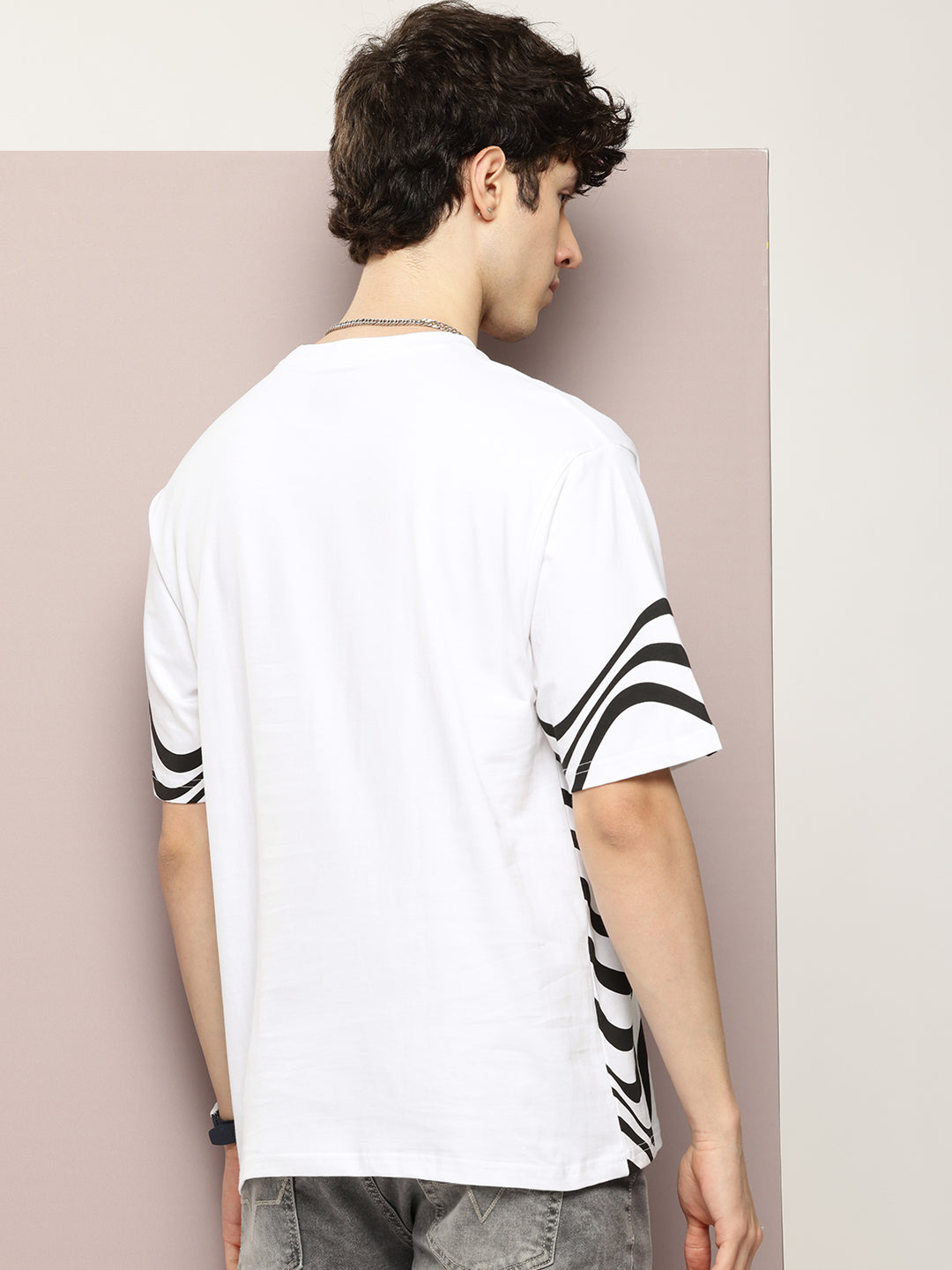Mens Half Sleeve Round Neck All-Over Printed Oversized Fit Tshirts