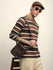 Mens Full Sleeve Polo Neck All-Over Striped Regular Fit Tshirts
