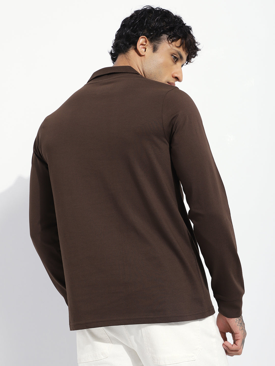 Mens Full Sleeve V-Neck Solid Regular Fit Tshirts