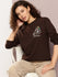 Womens Full Sleeve Round Neck Embroidered Oversized Fit Tshirts