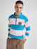 Mens Bold Stripes Regular Fit Zipper Polo Tshirt