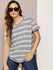 Womens Half Sleeve Round Neck All-Over Striped Boxy Fit Tshirts