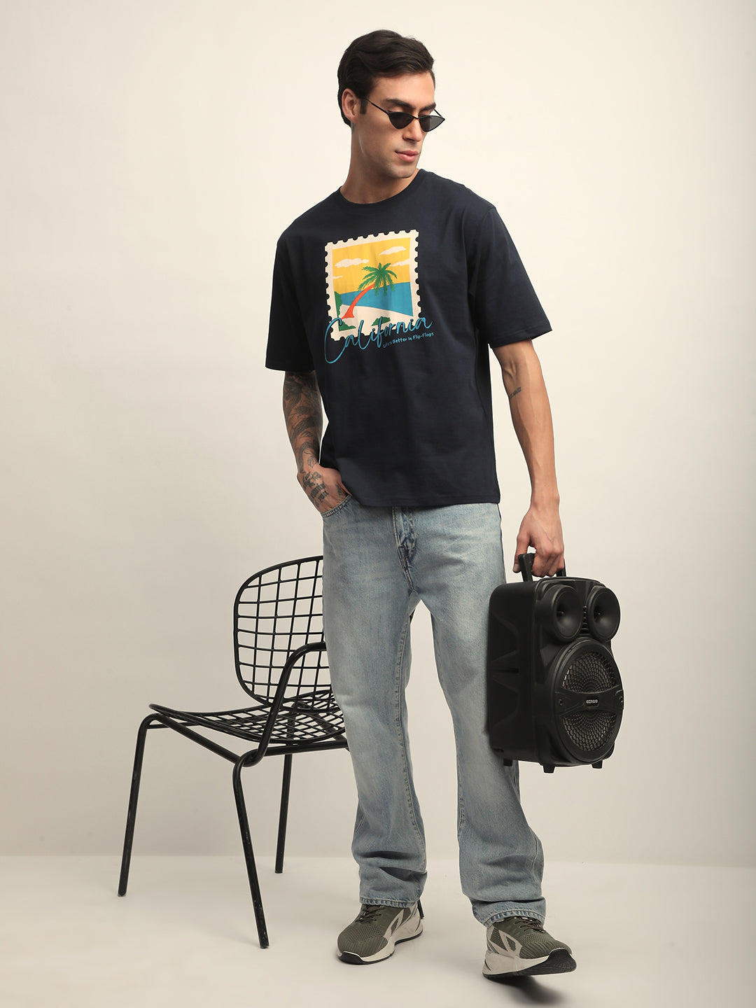 Mens Half Sleeve Round Neck Printed Oversized Fit Tshirts