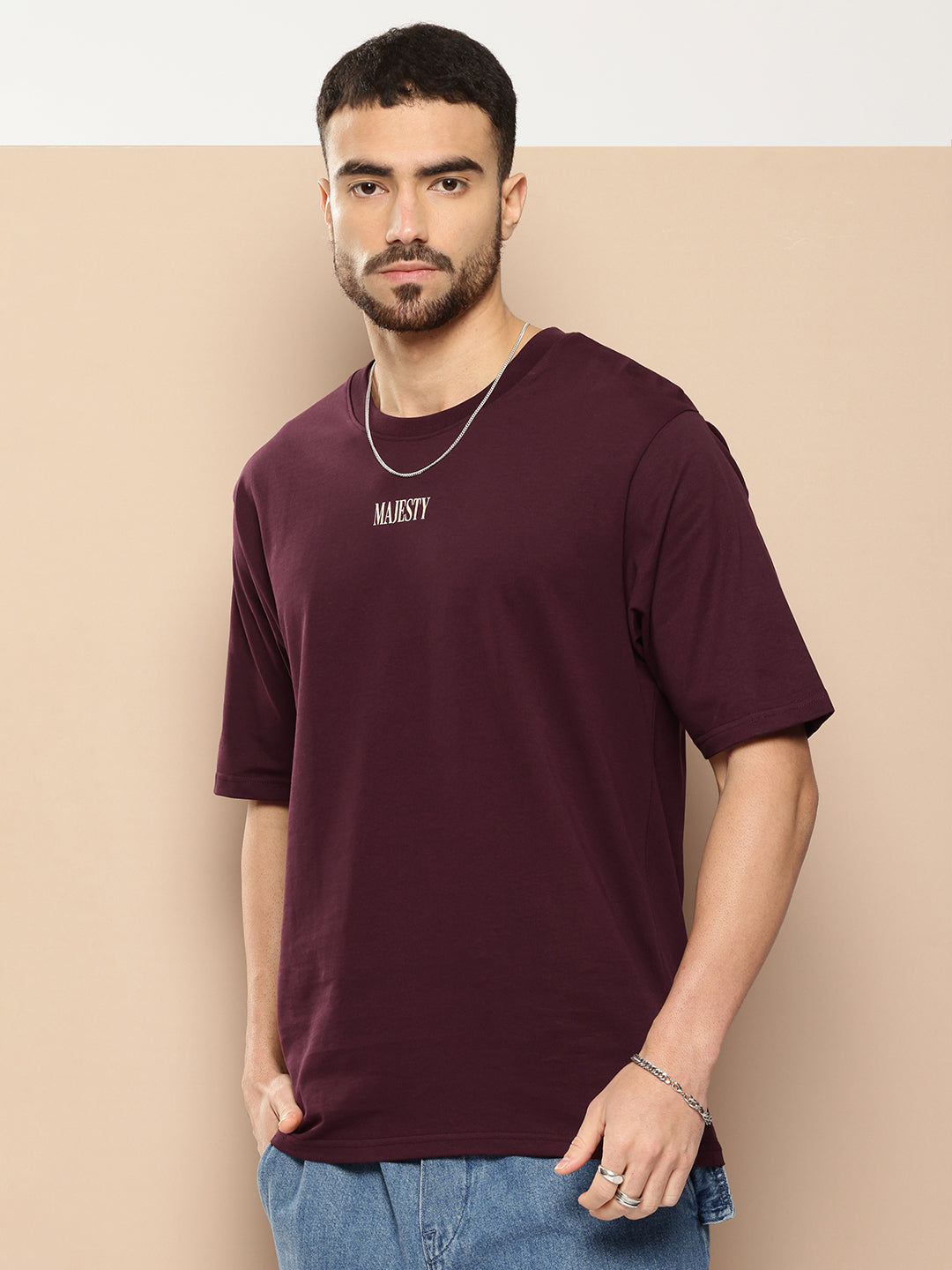 Mens Half Sleeve Round Neck Back Printed Oversized Fit Tshirts