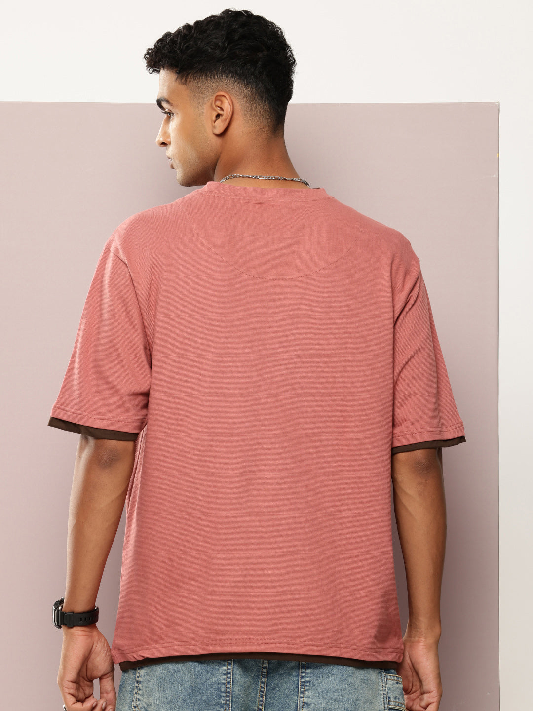 Mens Half Sleeve V-Neck Solid Oversized Fit Tshirts