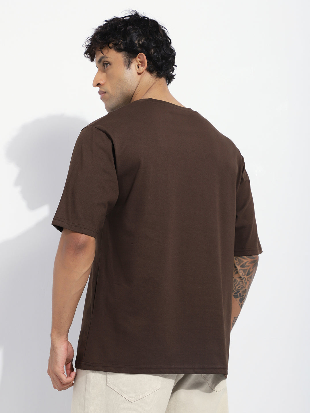 Mens Half Sleeve Round Neck Striped Oversized Fit Tshirts