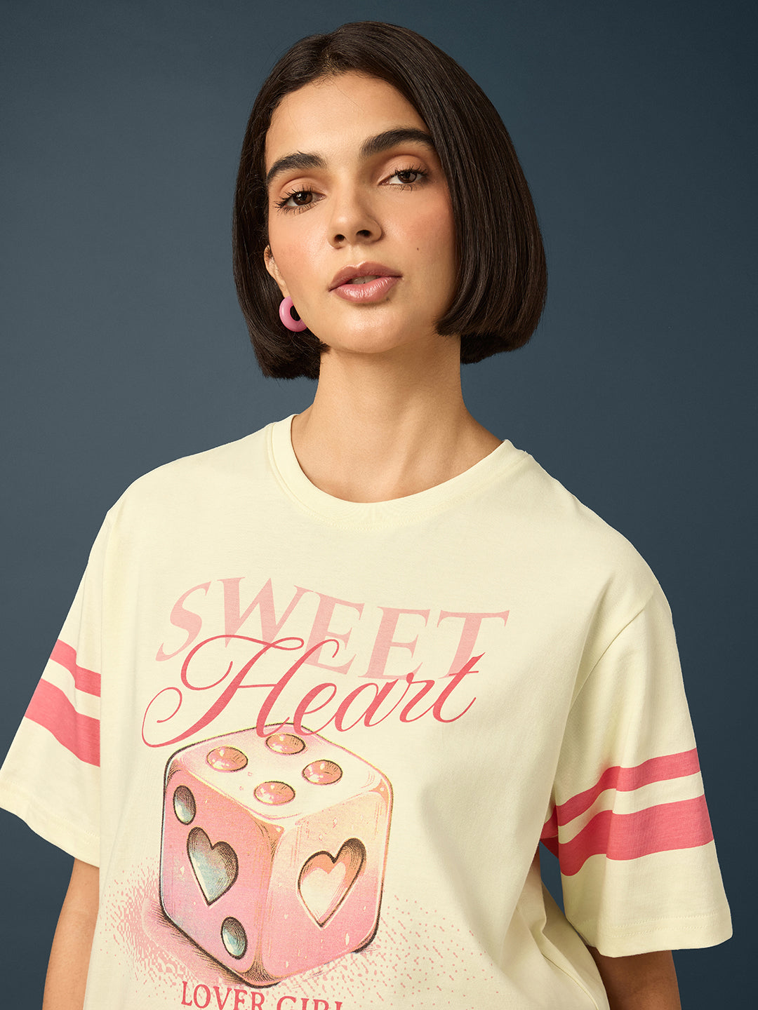 Womens Short Sleeve Printed Oversized Fit Tshirt 