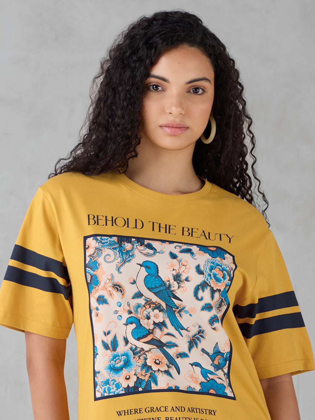 Womens Half Sleeve Printed Oversized Fit Tshirt
