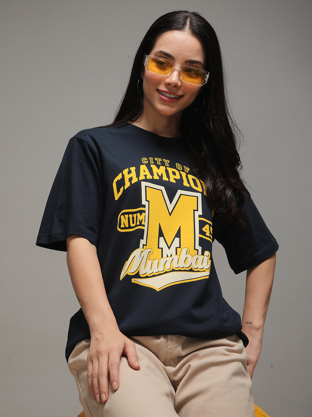 Womens Half Sleeve Round Neck Printed Oversized Fit Tshirts
