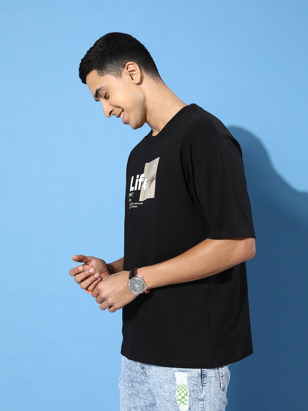 Mens Half Sleeve Round Neck Oversized Fit T-Shirts
