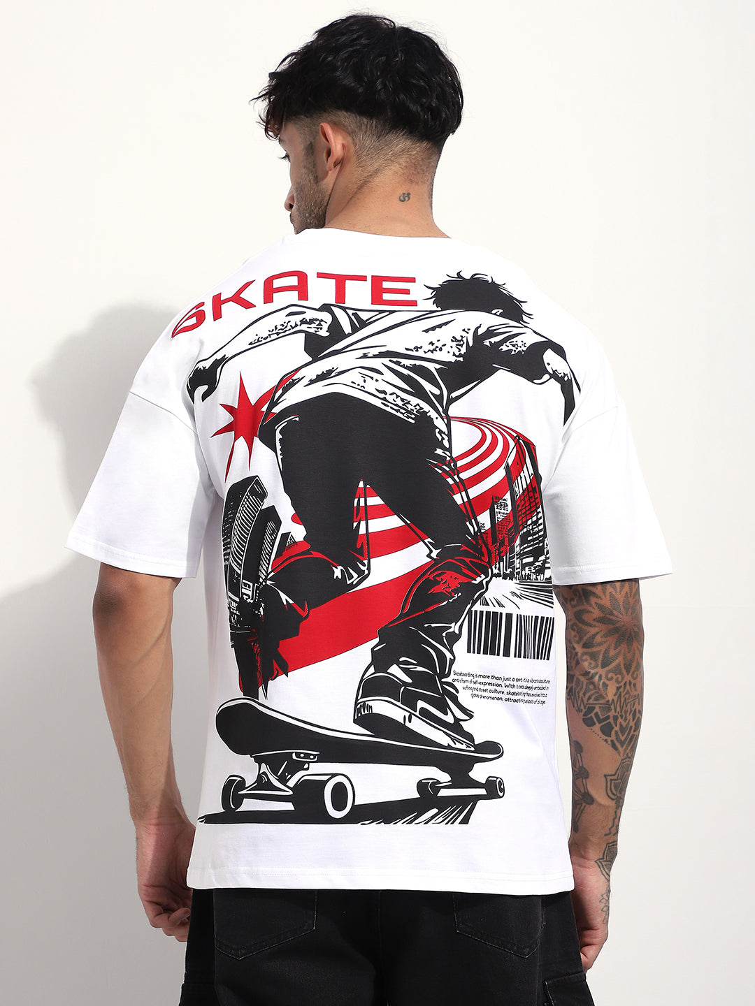 Mens Half Sleeve Drop Shoulder Printed Oversized Fit T-Shirts