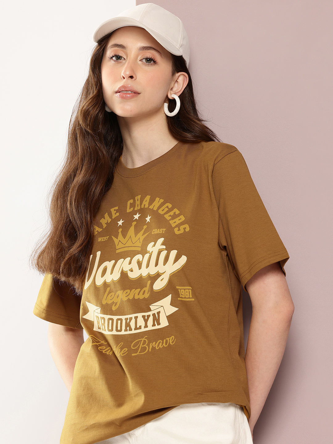 Womens Half Sleeve Round Neck Printed Oversized Fit Tshirts