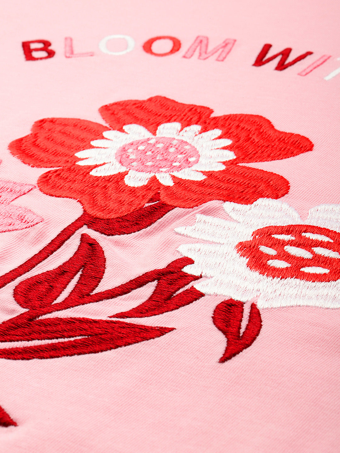 Womens Half Sleeve Round Neck Embroidery Oversized Fit Tshirts