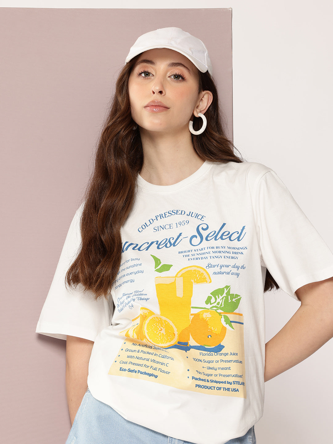Womens Half Sleeve Round Neck Printed Oversized Fit Tshirts