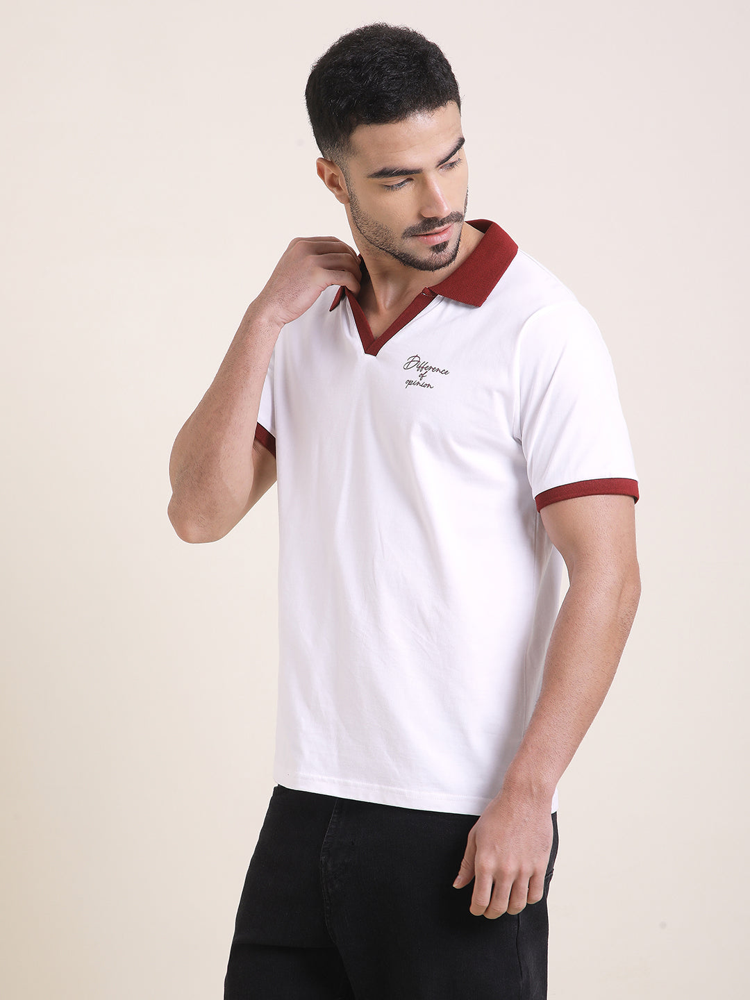 Mens Half Sleeve Polo Neck Back Printed Relaxed Fit Tshirts