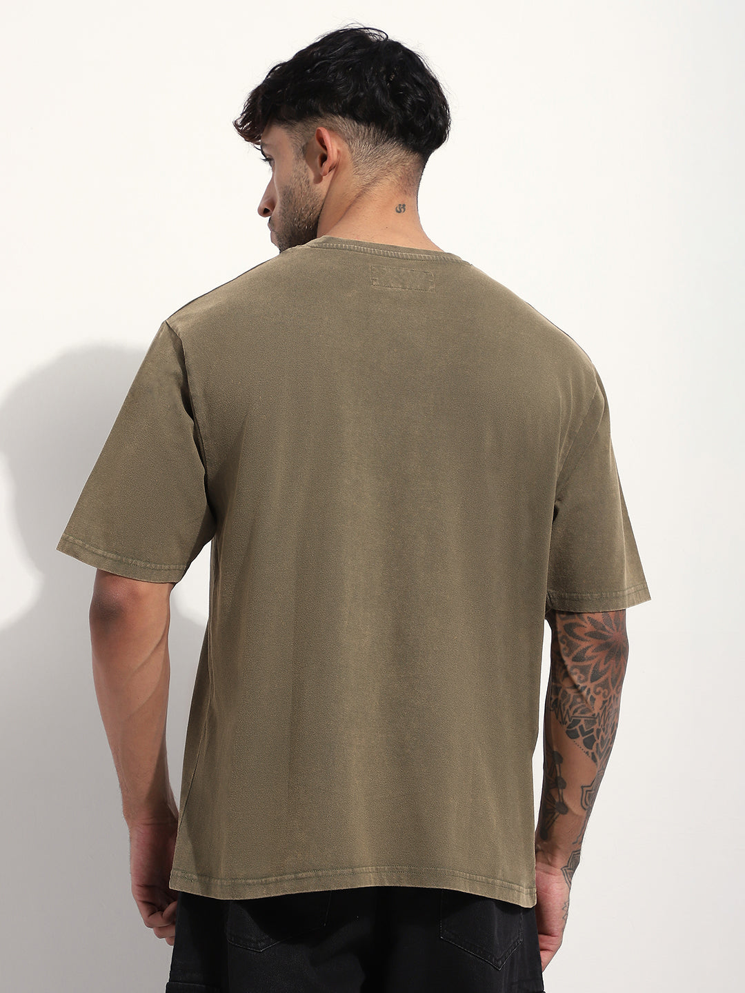 Mens Half Sleeve Round Neck Embroidered Oversized Fit Tshirts