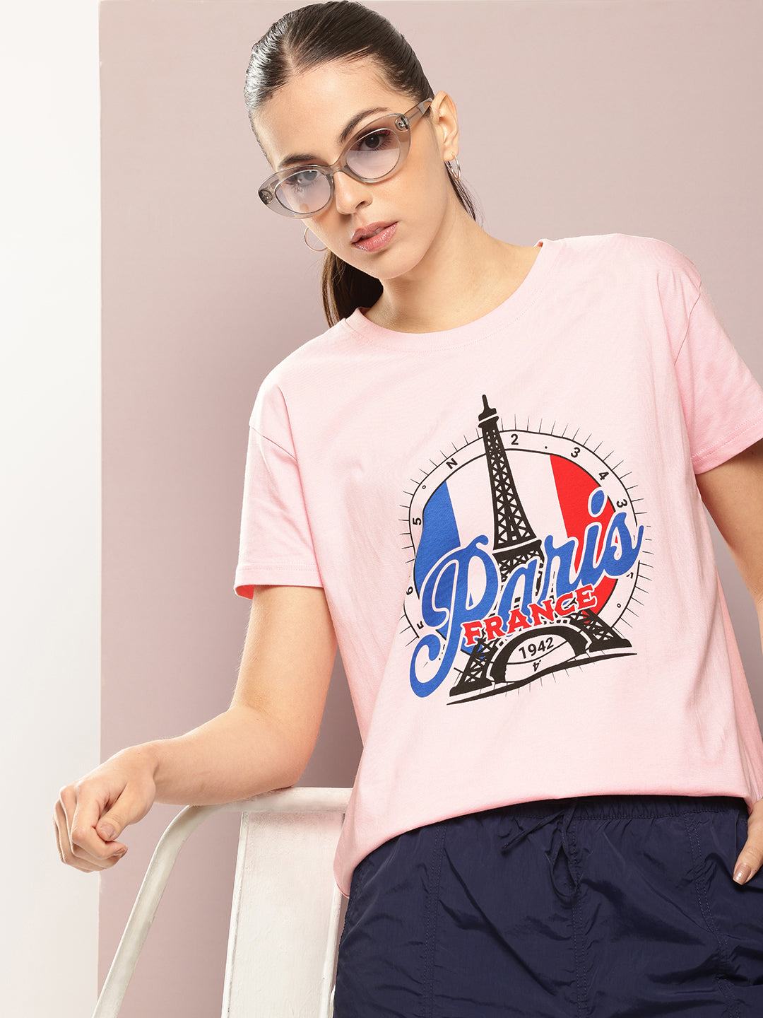 Womens Half Sleeve Round Neck Printed Boxy Fit Tshirts