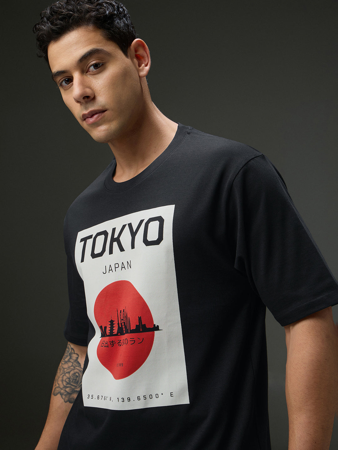 Mens Round Neck Half Sleeve Printed Oversized Fit Tshirt