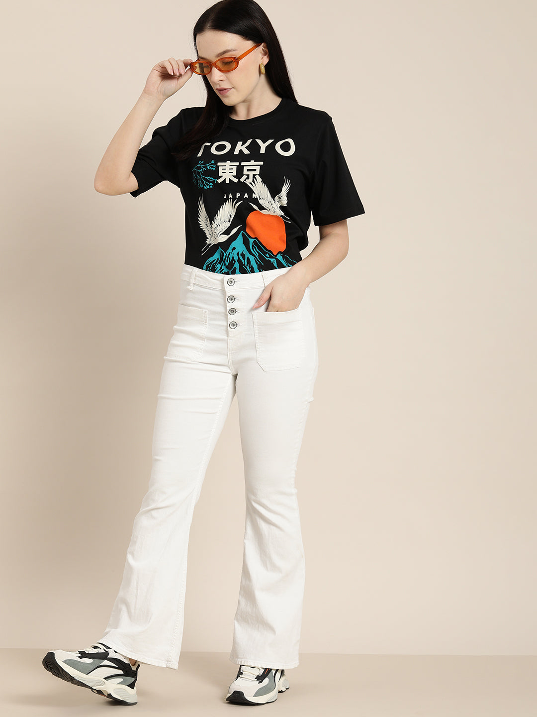 Womens Half Sleeve Round Neck Oversized Fit T-Shirts