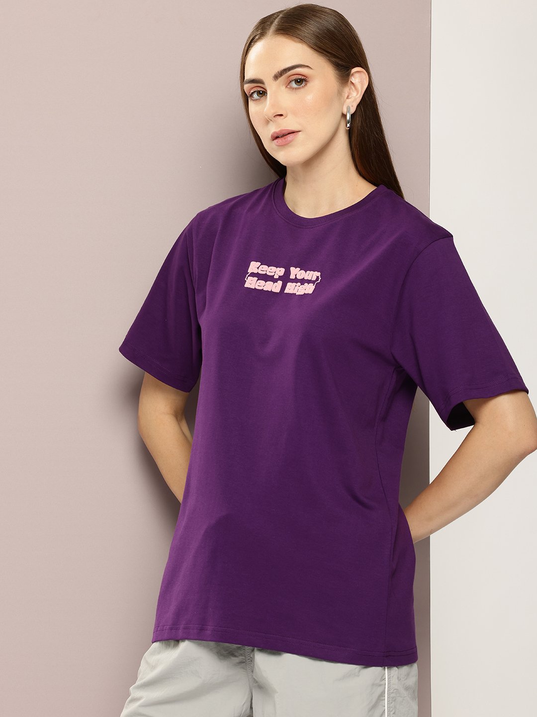 Womens Half Sleeve Round Neck Oversized Fit T-Shirts
