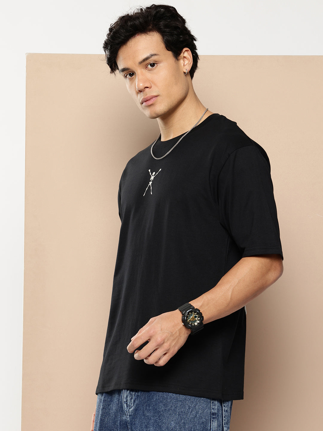 Mens Half Sleeve Round Neck Back Printed Oversized Fit Tshirts