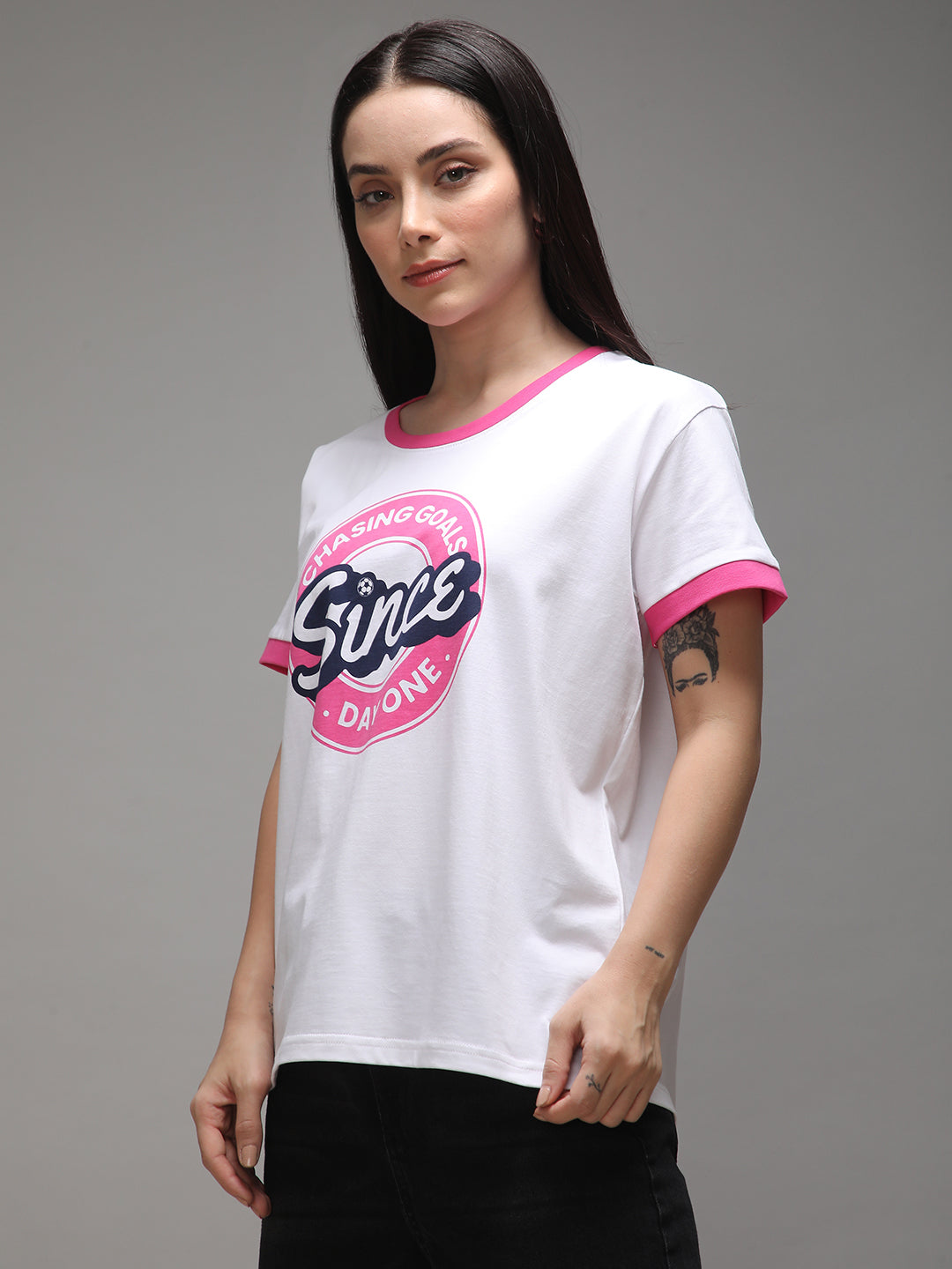 Womens Half Sleeve Round Neck Printed Boxy Fit Tshirts
