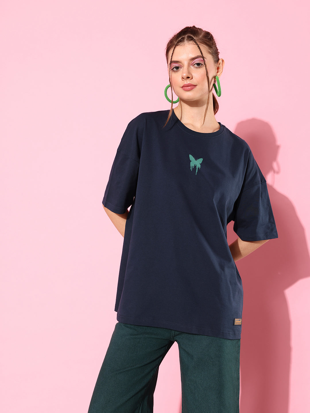 Womens Half Sleeve Drop Shoulder Printed Oversized Fit T-Shirts
