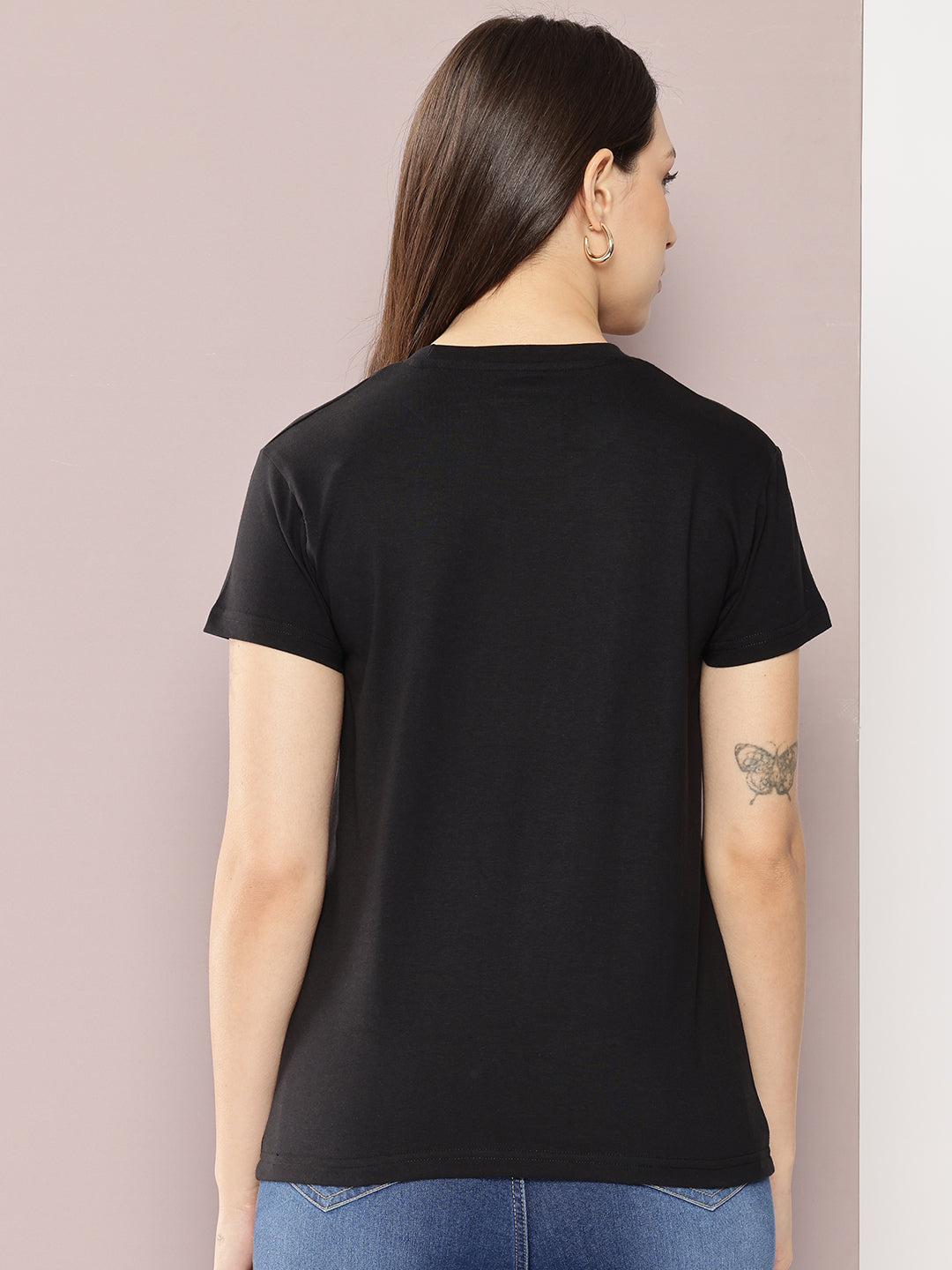 Womens Half Sleeve Round Neck Solid Regular Fit Tshirts