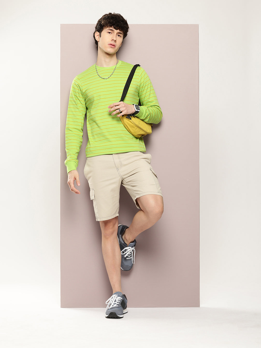 Mens Full Sleeve Round Neck Striped Regular Fit Tshirts