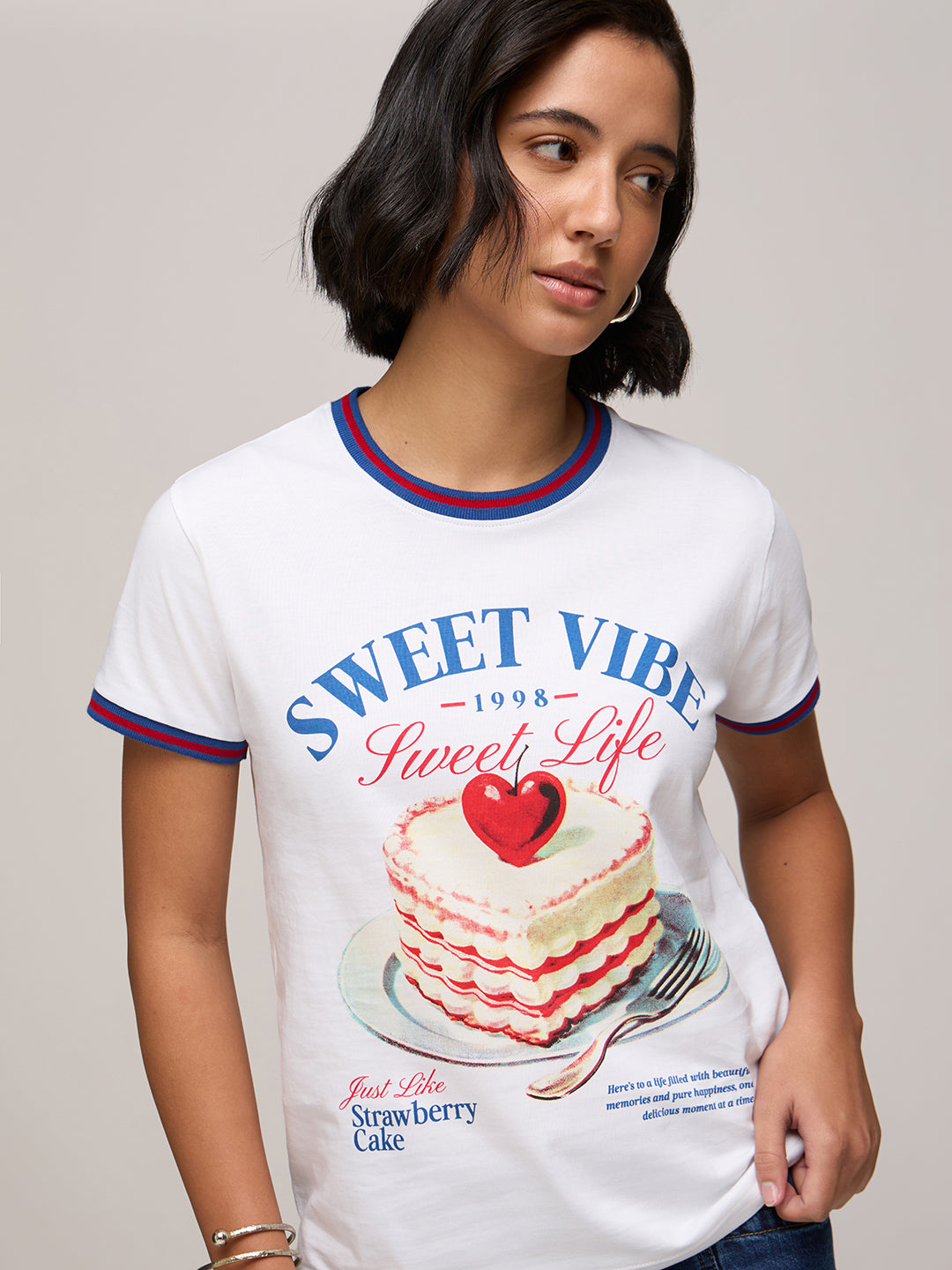 Womens Printed Regular Fit Cotton T-Shirt