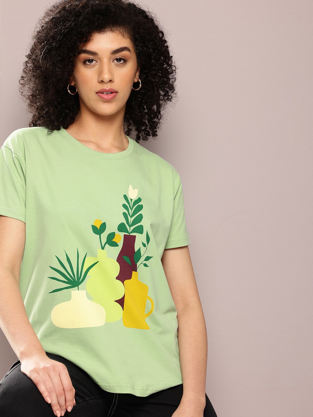 Womens Half Sleeve Round Neck Boxy Fit T-Shirts