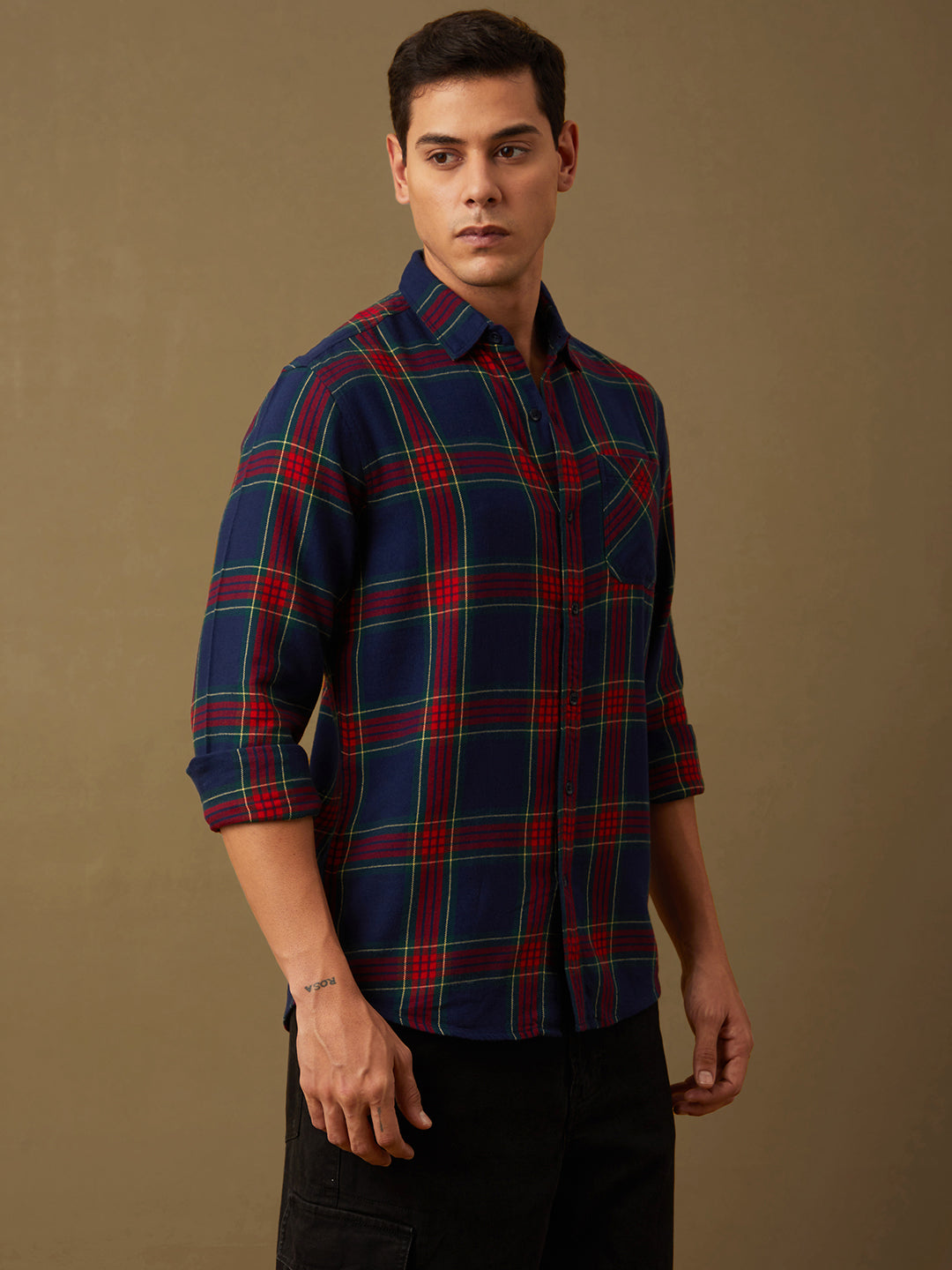 Men Checked Full Sleeve Shirt With Pocket