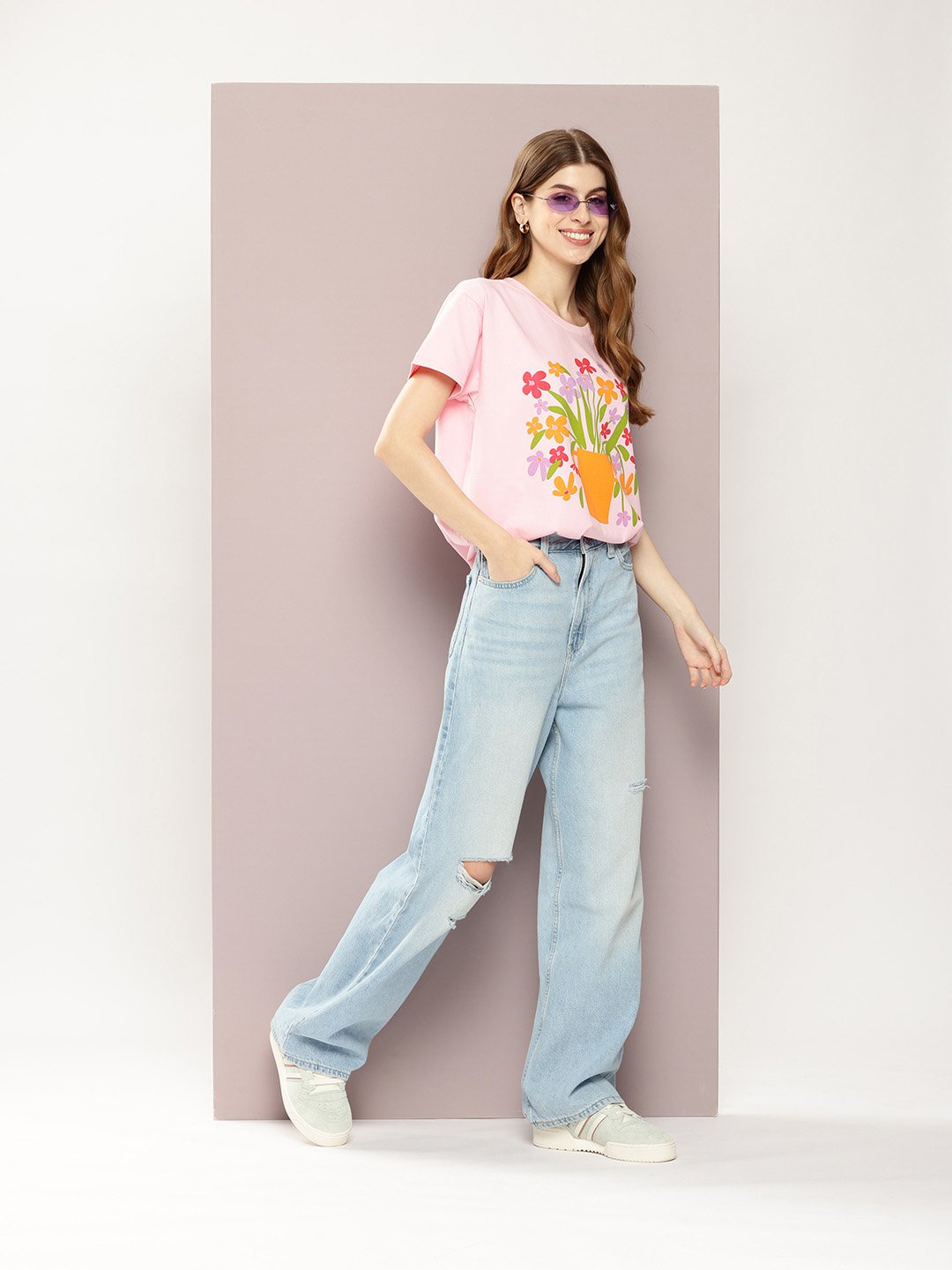 Womens Half Sleeve Round Neck Boxy Fit T-Shirts
