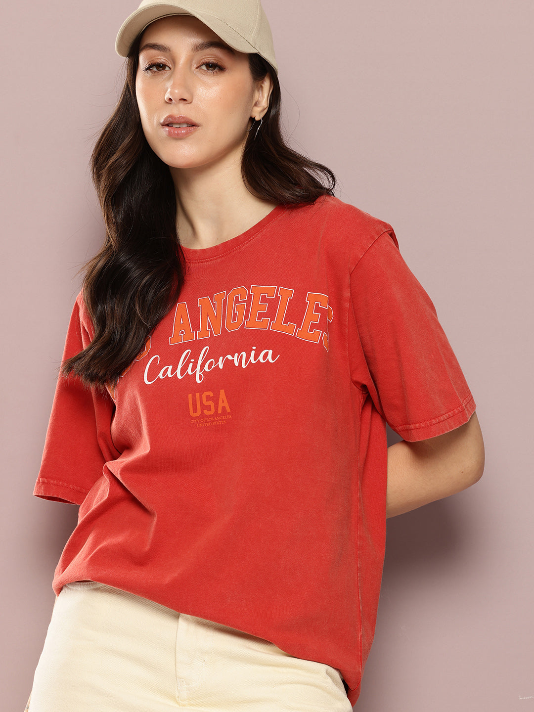 Womens Half Sleeve Round Neck Printed Oversized Fit Tshirts