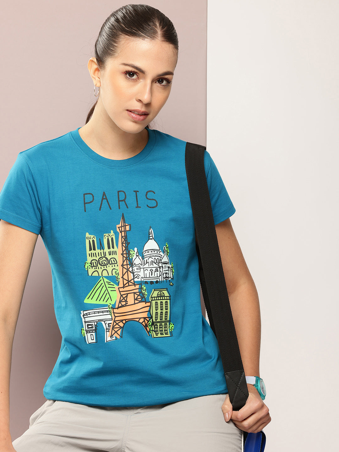 Womens Half Sleeve Round Neck Printed Regular Fit Tshirts