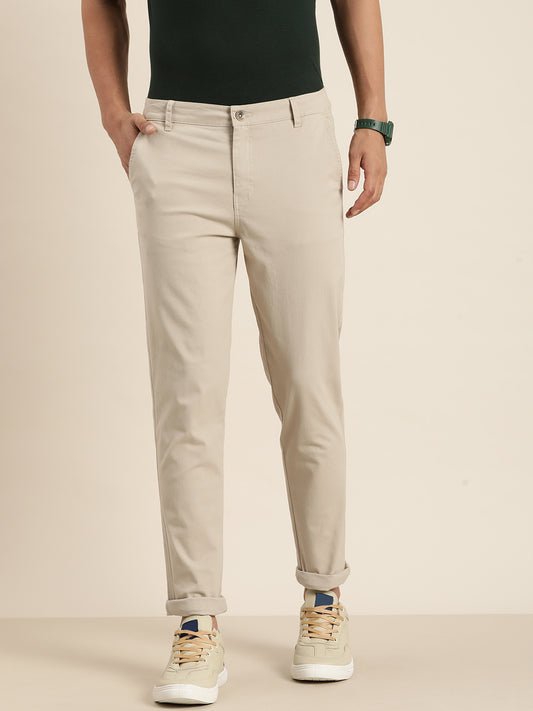 Men Solid Ankle-Length Chinos Trousers