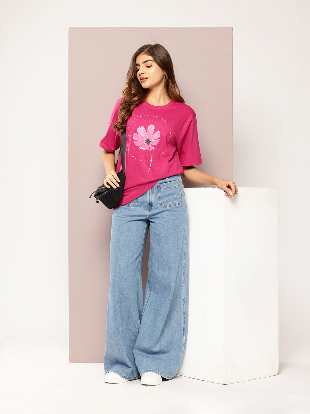 Womens Short Sleeve Printed Oversized Fit Tshirt