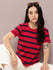 Womens Half Sleeve Round Neck All-Over Striped Regular Fit Tshirts